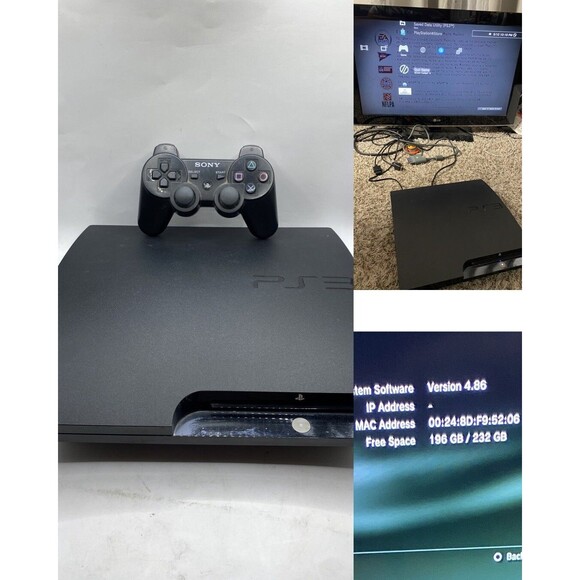 Sony PlayStation 3 Slim PS3 250GB CECH-2001B W/ OEM Controller + Wires